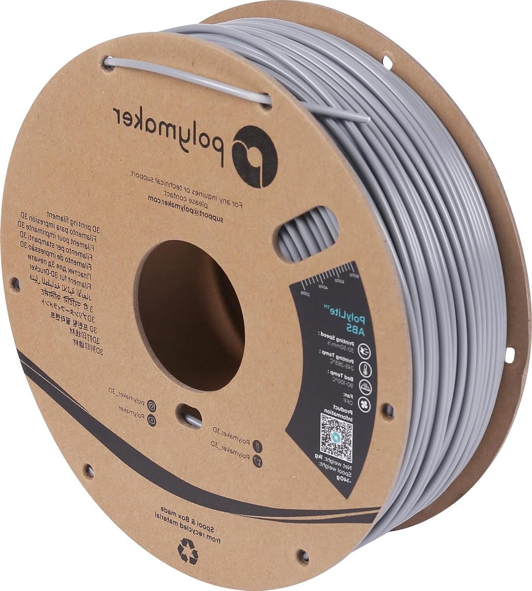 3D Print Filament - ABS Materiaal - Modelbouw Printen - Minimale Geur - 2.85mm 1kg - Grijs