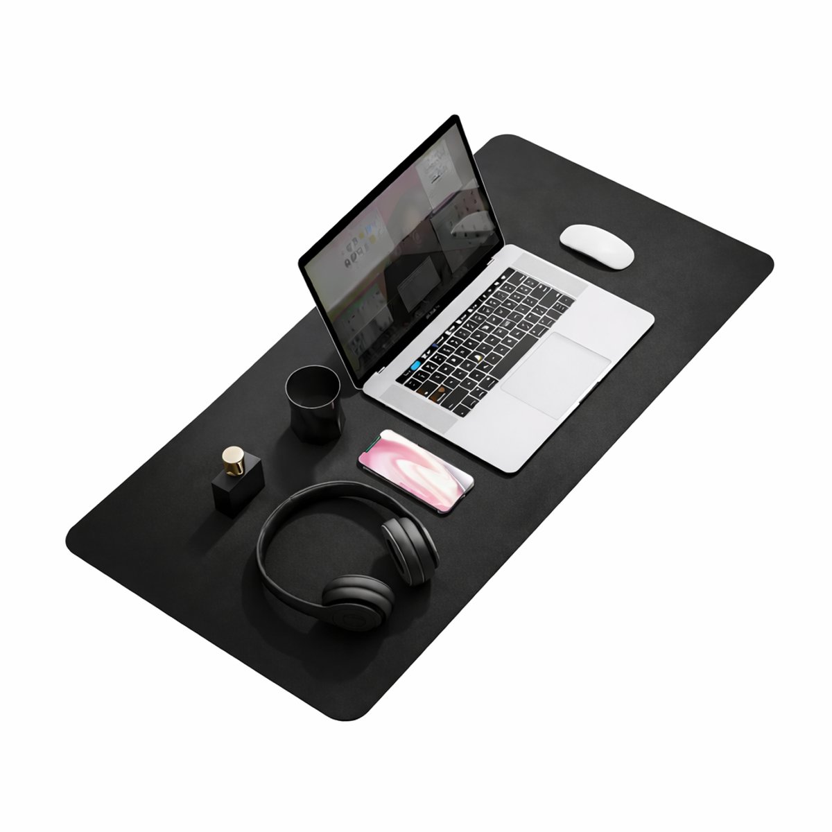 Kunstleren Bureauonderlegger 90 x 40 cm – Luxe Bureau Mat – Waterafstotend – Antislip – Zwart