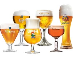 Leffe Bierglazen Cadeau Set - Bierglazen voor bierliefhebbers - Set van 6 verschillende speciaalbierglazen - Vaatwasserbestendig - Helder glas - 300-500 ml - Glaswerk - Speciaalbier Glazen