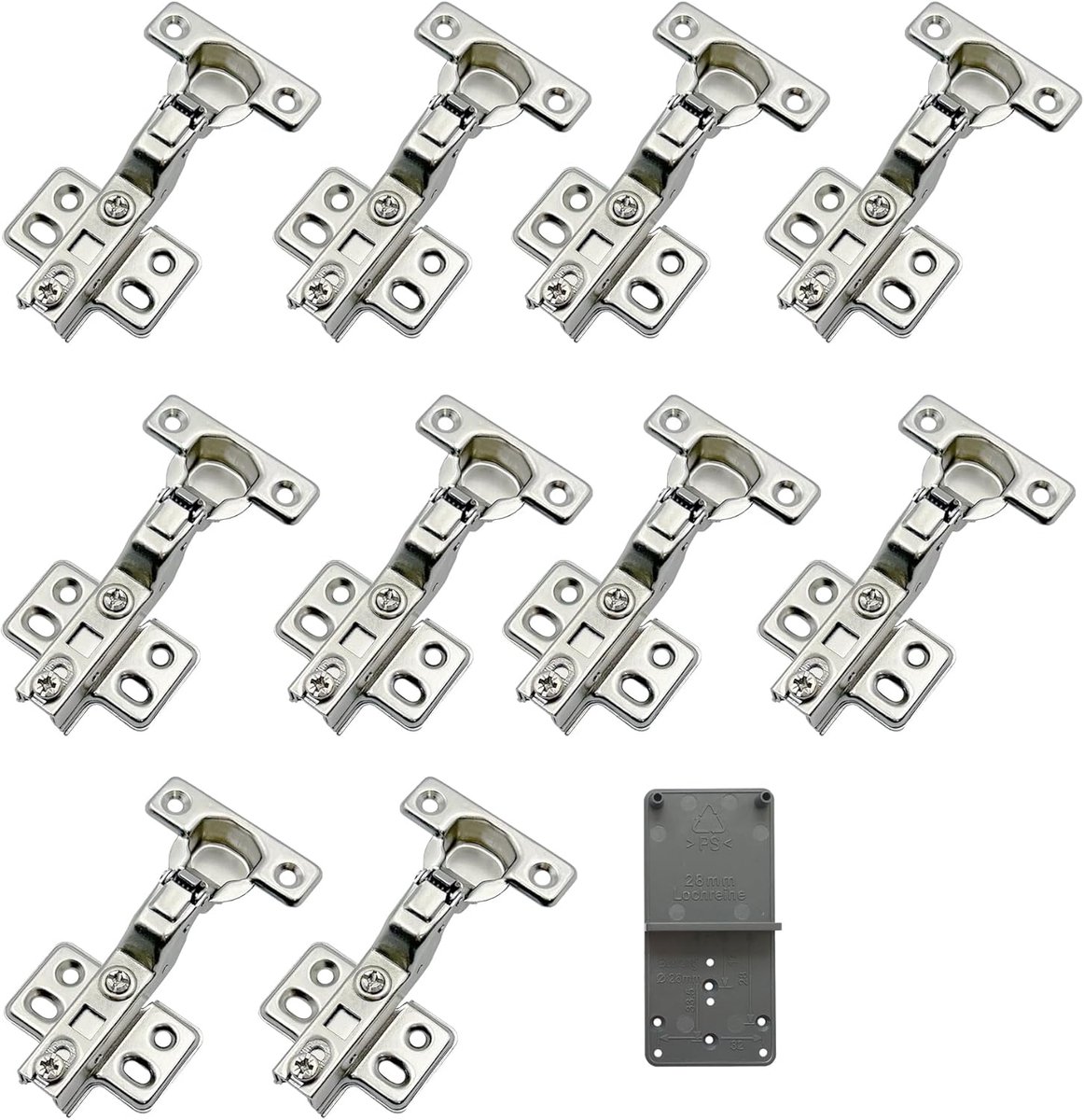 90° 26mm Soft Close Mini Scharnieren met Hydraulische Demper voor Keuken- en Lichtkastdeuren - Automatische Scharnieren met Geïntegreerde Demping - Verpakking van 10 Stuks