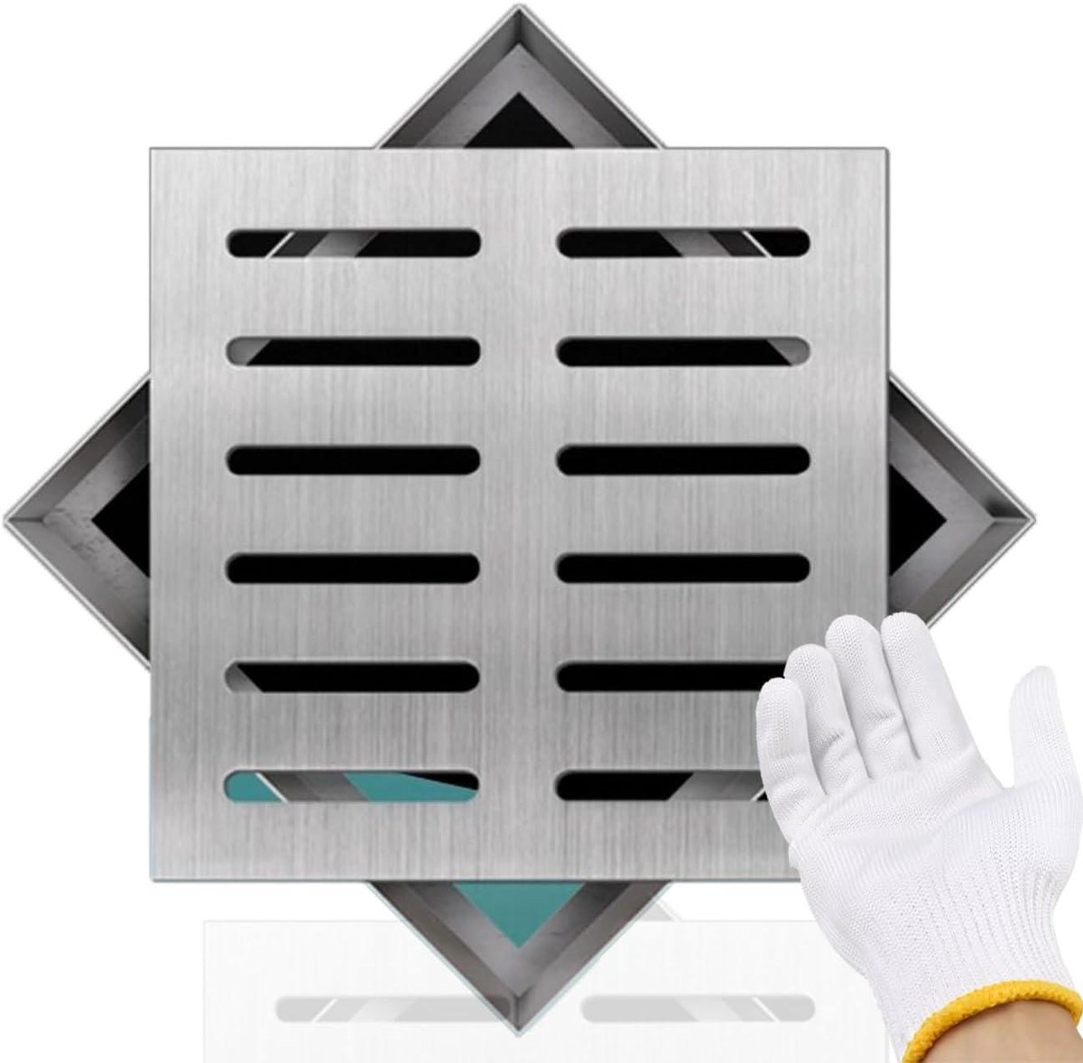 Vierkant Afvoerrooster - RVS Afdekking - Efficiënte Drainage - Roestvrij Staal - 25 x 25 cm - Zilver