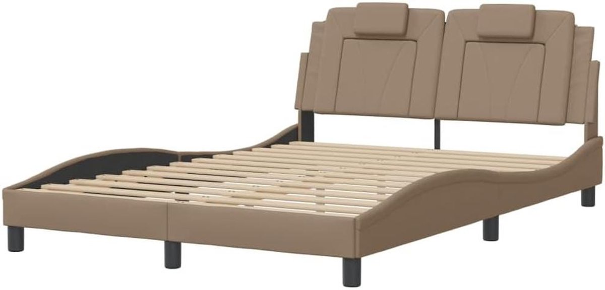 Bedframe met LED - Tweepersoonsbed Omouw - Comfortabel Slapen - Hoofdbord met Verlichting - 120x200 cm - Cappuccino