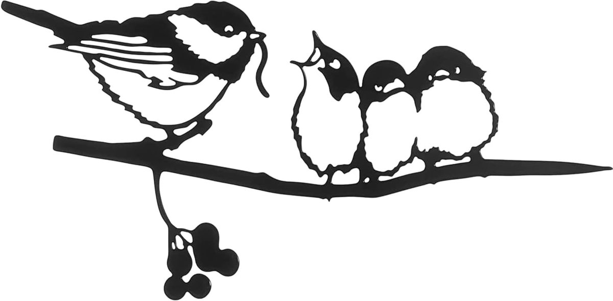 aladdien - IJzeren Vogels - Decoratieve Tuindecoratie - Zwart - Roestvrij - Binnen en Buiten - Perfect voor Tuin en Balkon