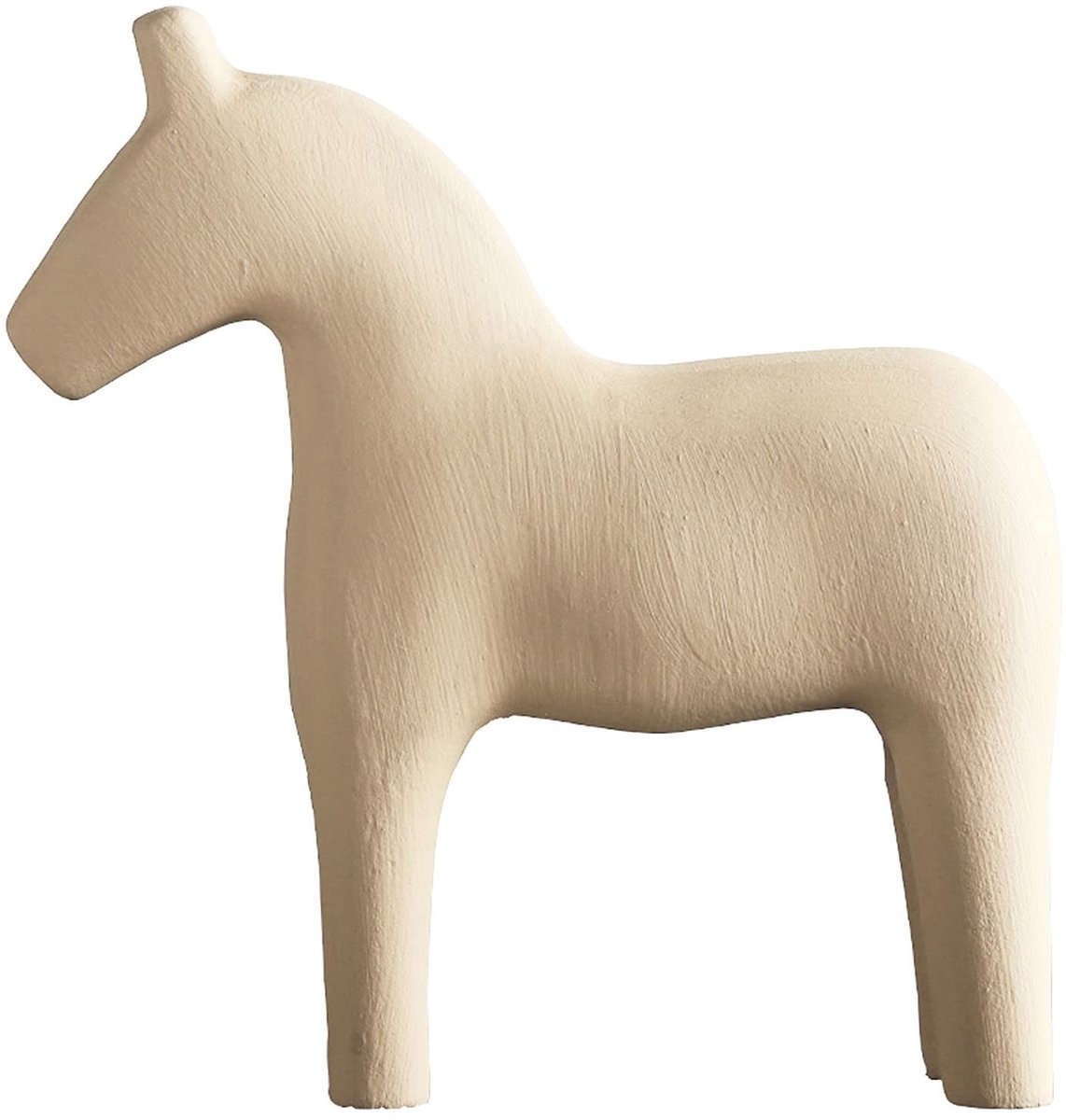 SPHProducts - Houten paard beeldje - Handgeschilderd ornament - Beige - Paard decoratie - Perfect voor thuis of kantoor - 22x23,5 cm