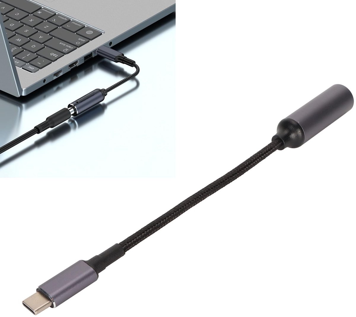 Store_8 - DC 5,5 Mm X 2,1 Mm Vrouwelijke Ingang - Type C Mannelijke PD-oplaadkabel - 100 W - USB C-kabel met PD Automatische Identificatiechip - Ge...