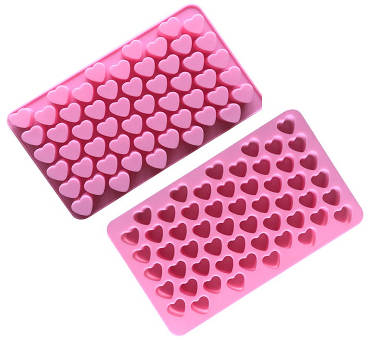 IJsblokjes vorm hartjes - IJsklontjes mal - Hartjesvorm - 1,5 cm - 55 hartjes - IJs blokjes maken - Chocolade / zeep maken - Zeepvorm - Vormpjes - Ice cube tray - Ice mold - Siliconen - Jonyx