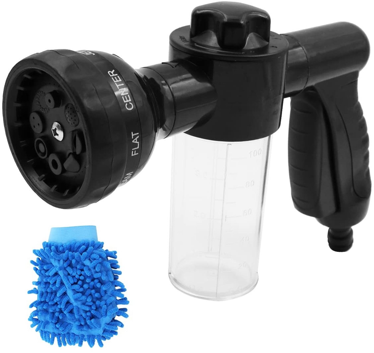 SPHProducts - Tuinslang Nozzle - Hogedruk Spuitkop - Automatische trekkervergrendeling - Zwart - Zeepdispenser - 8 Spuitpatronen - Geschikt voor Plant