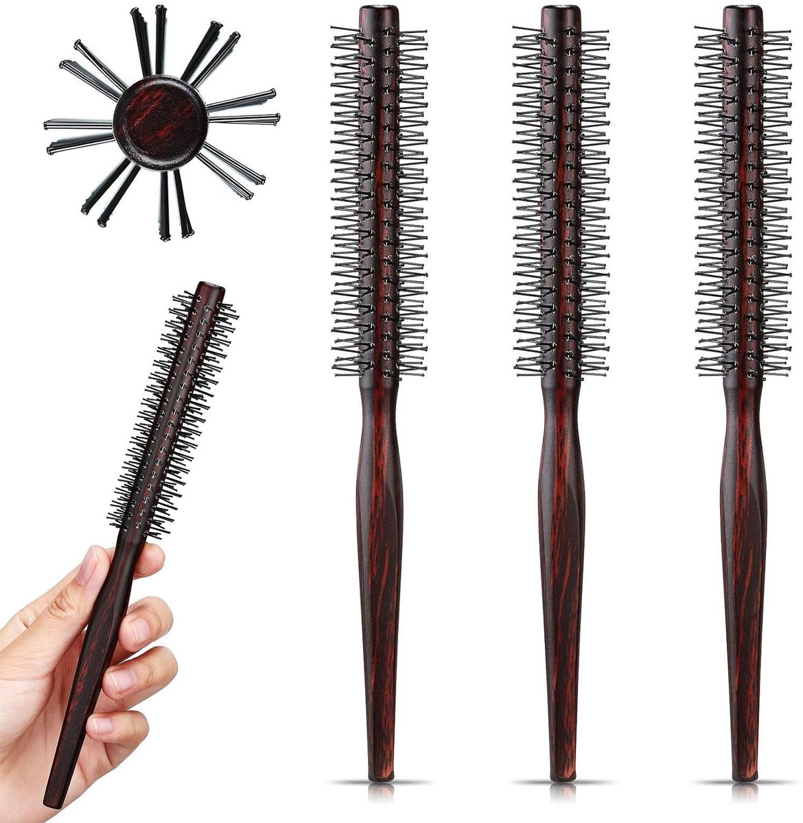 aladdien - Kleine Ronde Borstel - Mini Haarborstel - Ideaal voor Kort Haar - Quiff Roller - Perfect voor Dun Haar - Geschikt voor Baard en Pony