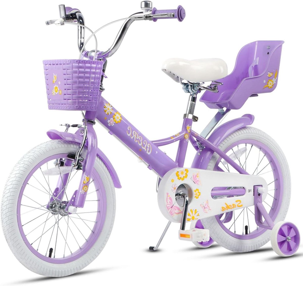Meisjesfiets - Kinderfiets - Leren Fietsen - Inclusief poppenstoel - 16 inch - Paars