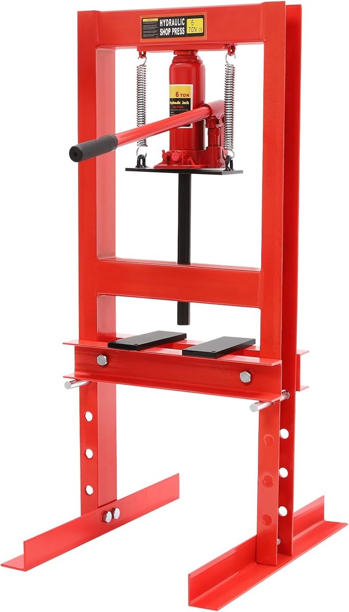 Werkplaatspers Hydraulisch - Lagerpers Framepers - Auto Onderhoud - 6 Ton Druk - 50x40x90cm - Rood