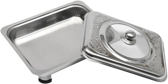 CINK Kitchen Warmhoudschalen 4-Delig - RVS met 4 Glazen Kijkdeksels - Chafing Dish voor Buffet en Catering — afbeelding 4