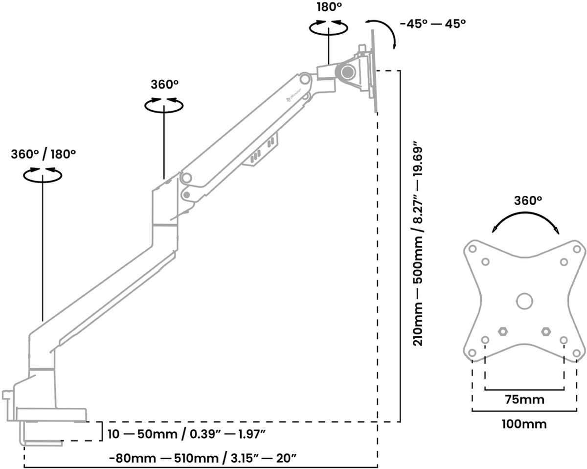 Arozzi Alzare Neo Dubbele Monitor Arm - Gasfeder - Paars thumbnail 5