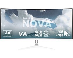Arozzi Nova 34" Gaming Monitor - Curved - UWQHD VA - 165Hz - Wit