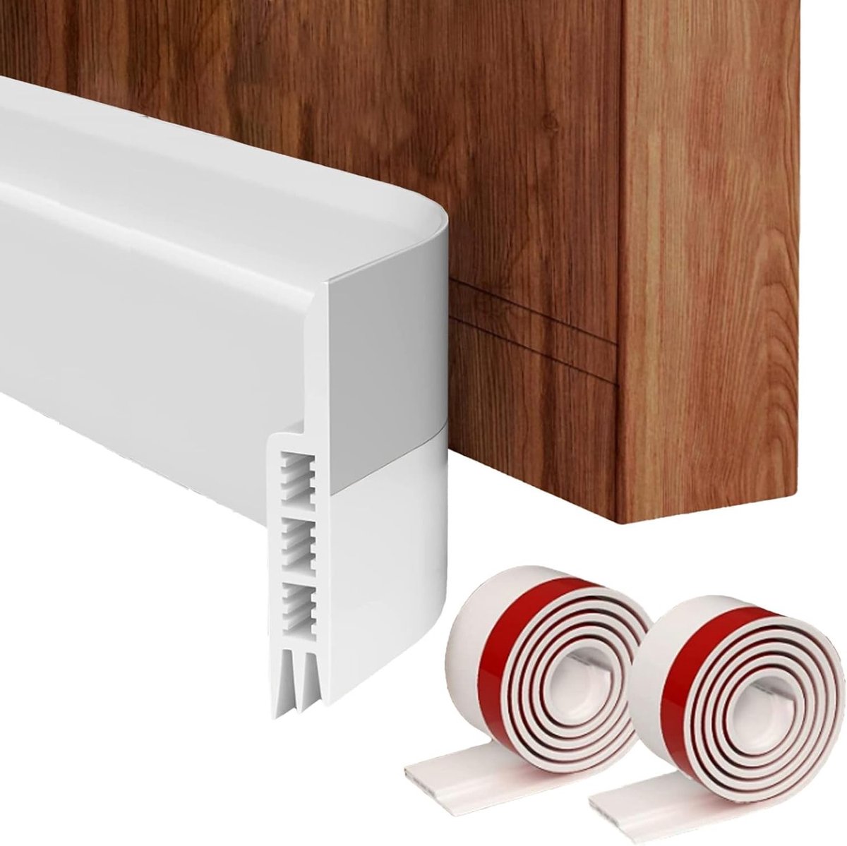 2 pieces deur tochtstrip - 37 inch zelfklevende tochtstrip voor geluidsisolatie - stofdicht en waterdicht (wit)
