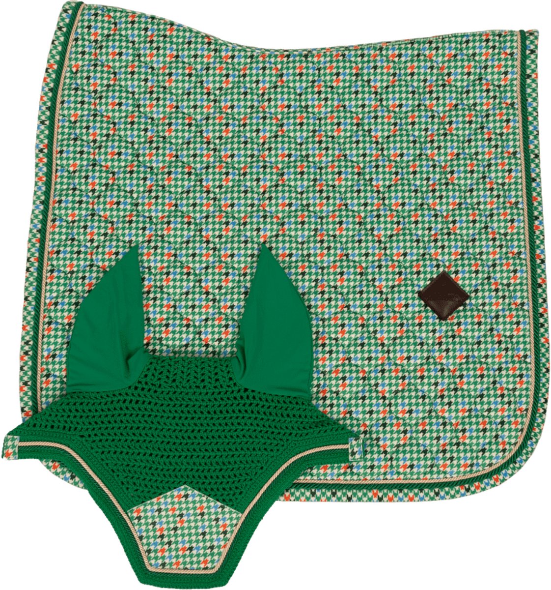 Kentucky Horsewear - Zadeldoek velvet horse pied de poule lichtgroen colorfull dressuur