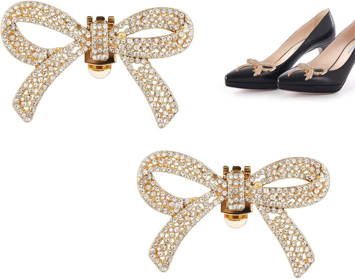 Elegante Strass Schoenclips voor Dames met Strik, Afneembare Schoenaccessoires voor Hakken, Perfect voor Bruiloft, Prom en Feestjes
