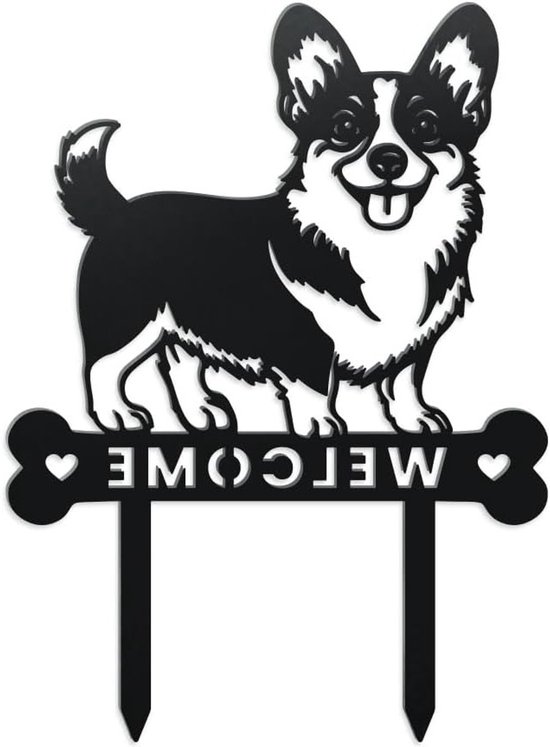 Welkom Tuinaccessoires voor Hondenrassen - Grappige Corgi Metaal Silhouet Tuinornamenten, Decoratieve Tuinstekers voor Buiten, Perfecte Cadeaus voor Dierenliefhebbers en Tuinliefhebbers
