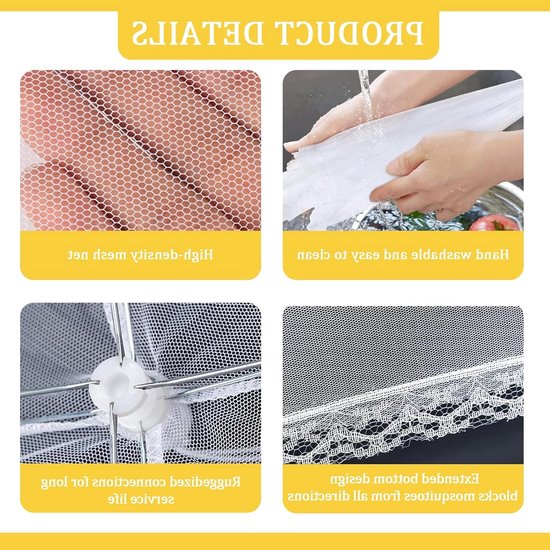 Dailygoods- Voedselhoezen 3 Stuks - Opvouwbare Paraplu - Voedselbeschermer - Gaasnet - Bescherming Tegen Insecten - 32 x 32 cm - Voedeltent — afbeelding 3