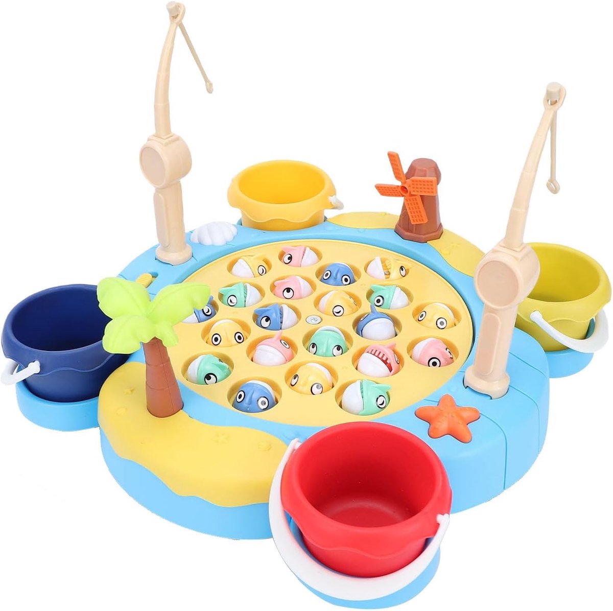 Magnetisch Visspel - Hengelspel Educatief - Kinderen Spelen - Draaibaar Bord Muziek - 46 Stuks