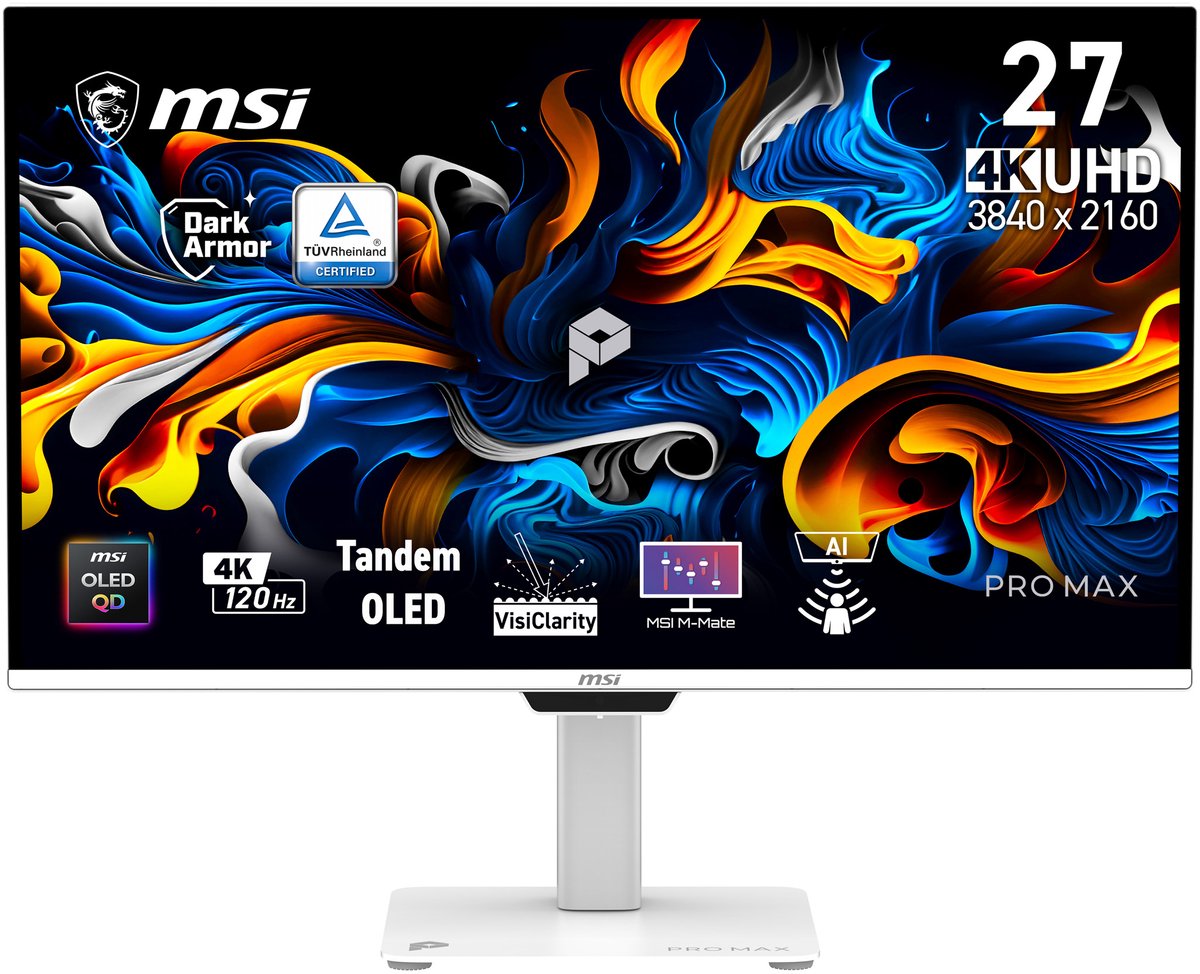 MSI PRO MAX 271UPXW12G - 4K OLED Monitor - 120hz - Dual USB-C 98W & 15W PD - 27 inch