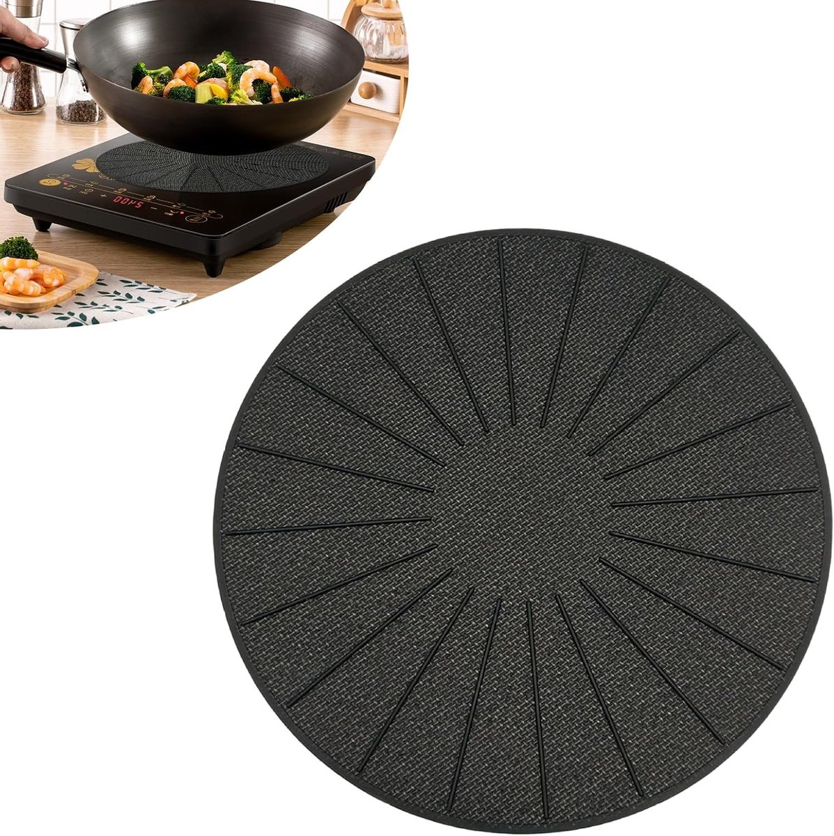 Inductiekookplaat Beschermmat, Antislip Kookplaat Bedekking, Hittebestendige Ondergrond 28 x 28 cm voor Keukengebruik