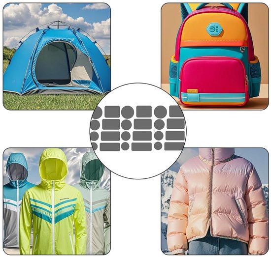 24 Stuks Zelfklevende Stof Reparatiedoek voor Jassen en Tenten - Waterdicht Nylon — afbeelding 2