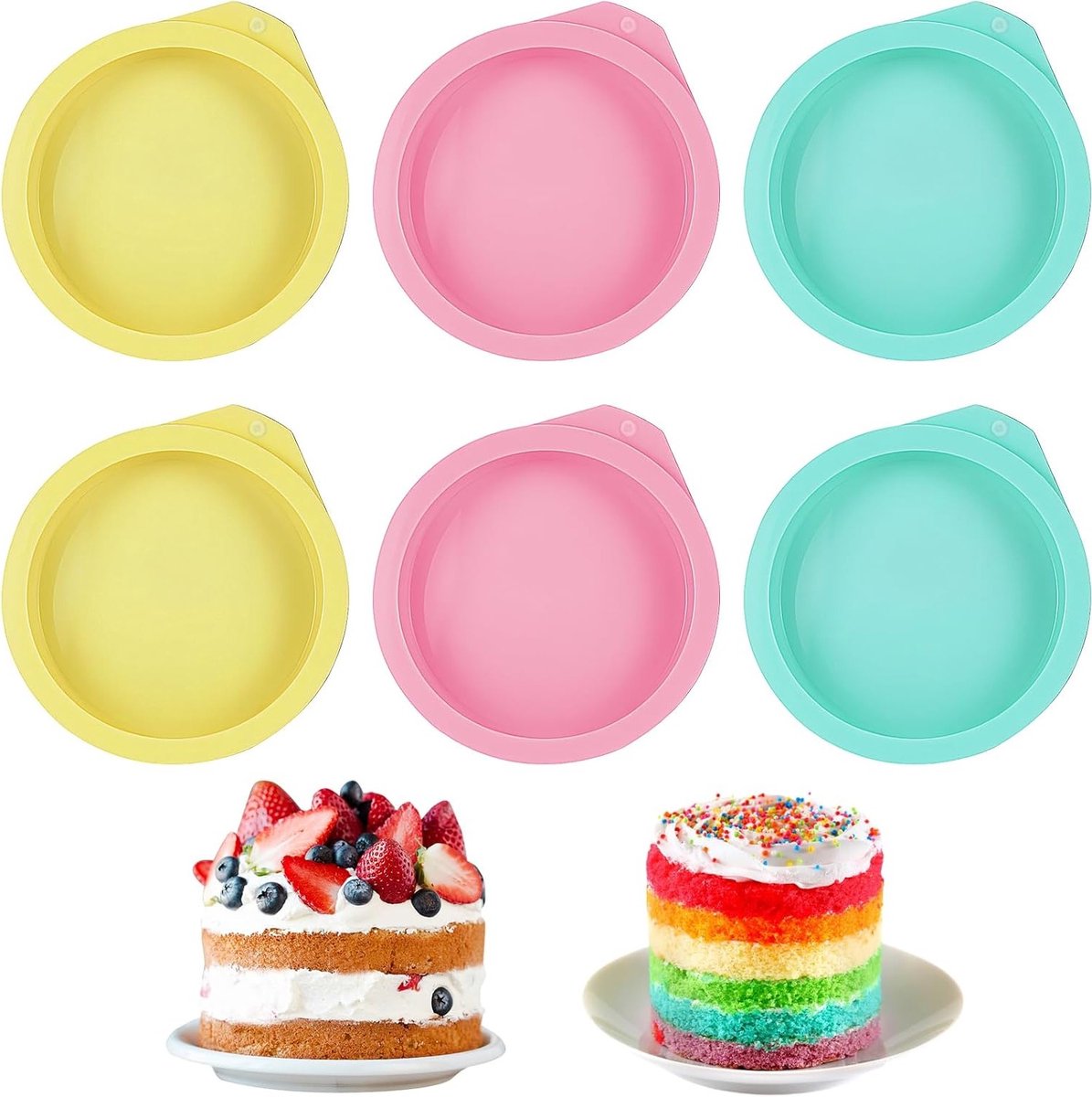 Set van 6 Herbruikbare Siliconen Eimallen voor Airfryer, Perfect voor Mousse, Chocolade en Regenboogtaart Bakken