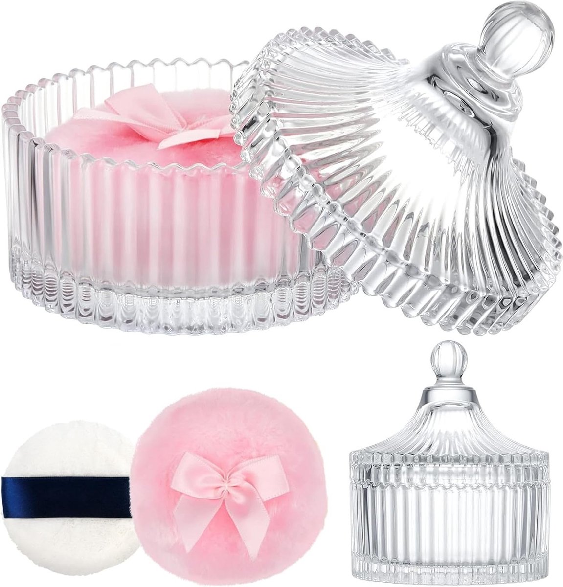Lege glazen stofcontainers voor babypoeder - 3 stuks voor pasgeborenen, ideaal voor reizen en geschenken, wit en praktisch