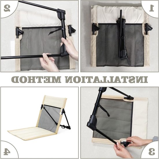 Strandstoel - Strandmat - opvouwbaar - Campingstoel - Opvouwbaar Strandbedje met Rugleuning - campingstoel met opbergtas - voor strand, camping, picknick, tuin - Beige — afbeelding 5