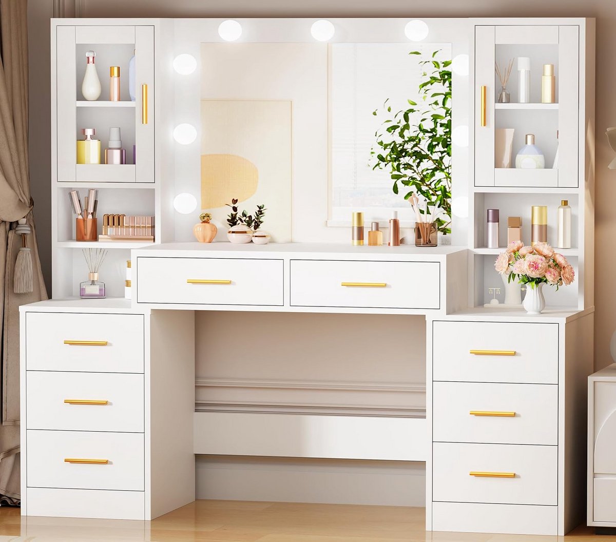Kaptafel met Spiegel en Verlichting - Make-up Tafel - Make-up tafel - Moderne