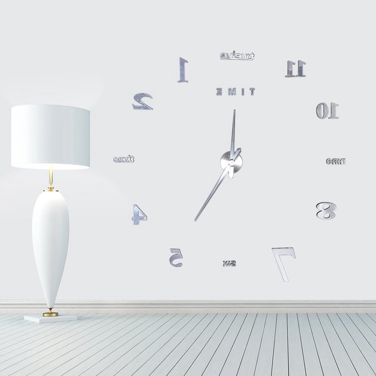 Frameloze 3D Wandklok met Spiegelstickers, Stille Beweging, Zelfklevende Decoratie voor Woonkamer, Kantoor en Thuisinrichting