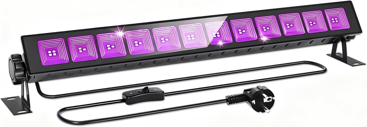 carmdering - UV Bar Schwarzlicht - UV Strahler LED - 3W Schwarzlichtlampe - Breiter Abstrahlwinkel 120 Grad - Hohe Lichtdurchlässigkeit Glaslinsen - Effiziente Kühlung Rippen Design - Ideale Neon Beleuchtung Für Parties - 1 Stuk