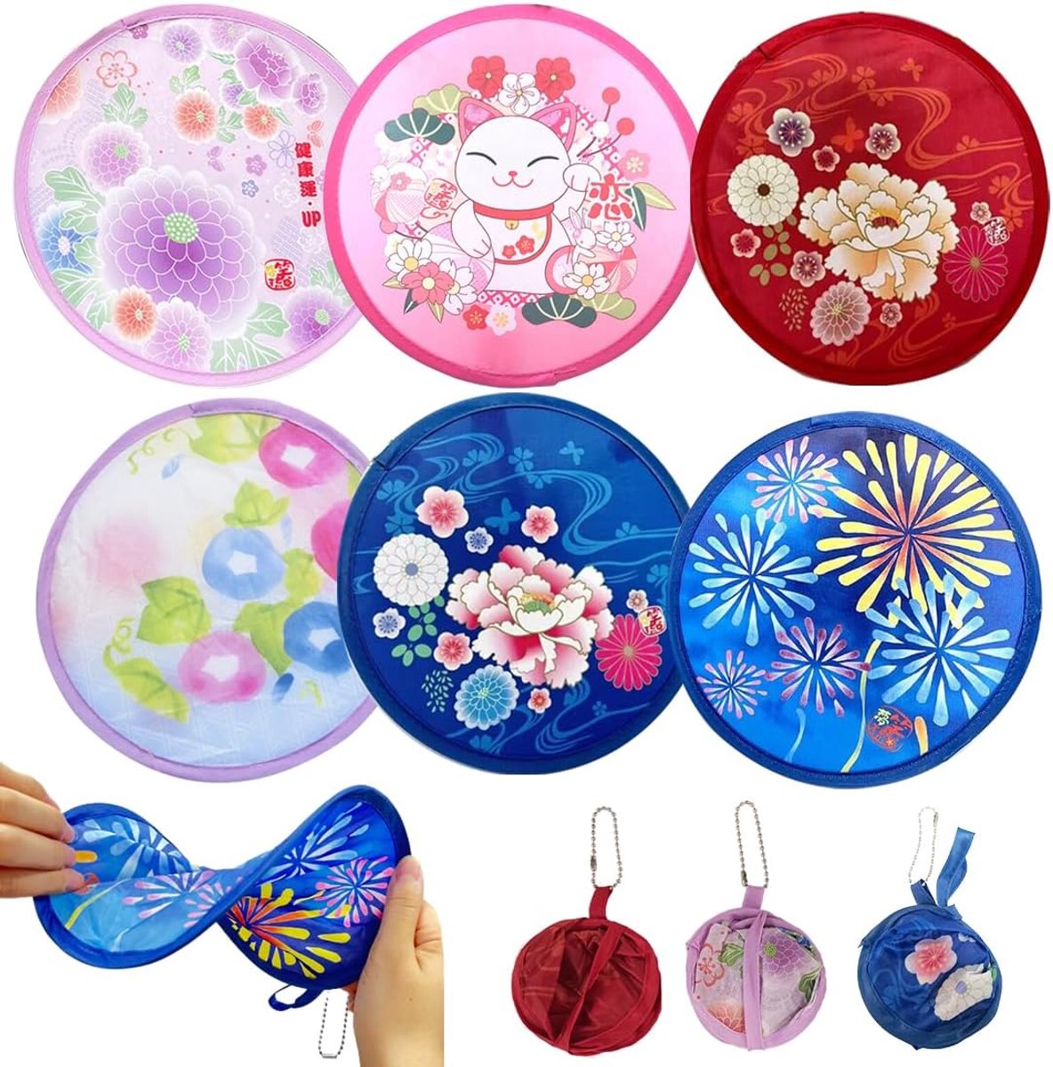 Ronde Handwaaiers - Opvouwbare Ventilator - Zomerse Koelte - Pop-up Ontwerp - 20.5cm Diameter - Meerdere Kleuren