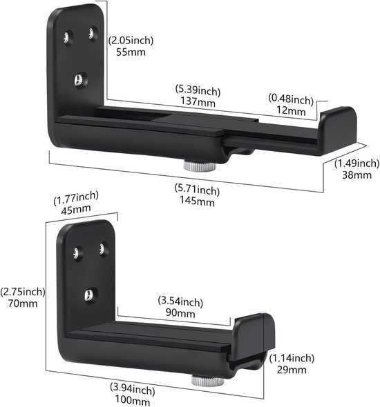Soundbar Wandhouder - Luidspreker Beugel - Ruimte Besparen - Diepte Verstelbaar - 9-13.7cm Breed - Zwart — afbeelding 5