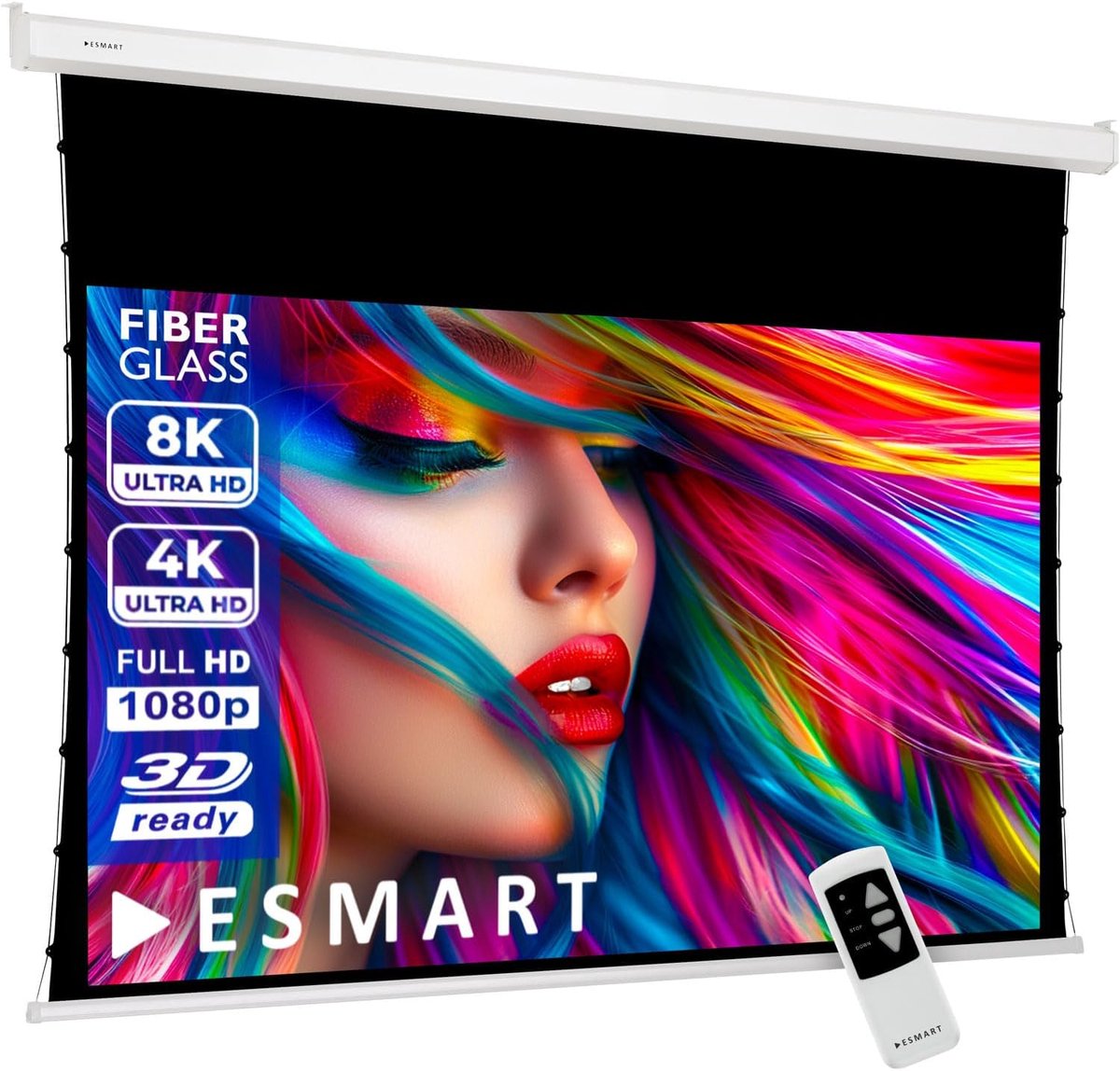 Elektrisch Projectiescherm - Projectiescherm Motorisch - Thuisbioscoop Presentaties - Tension Doek - 160 x 90 cm - Wit