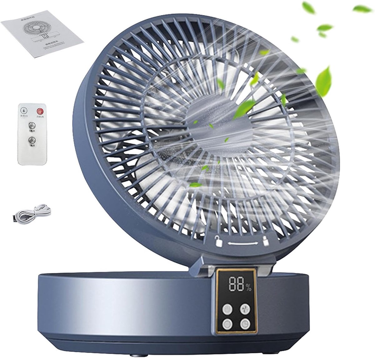 Persoonlijke Ventilator - Bureau Ventilator - Stille Luchtcirculatie - Afstandsbediening Timer - 10.5x18x10.5 cm - Blauw