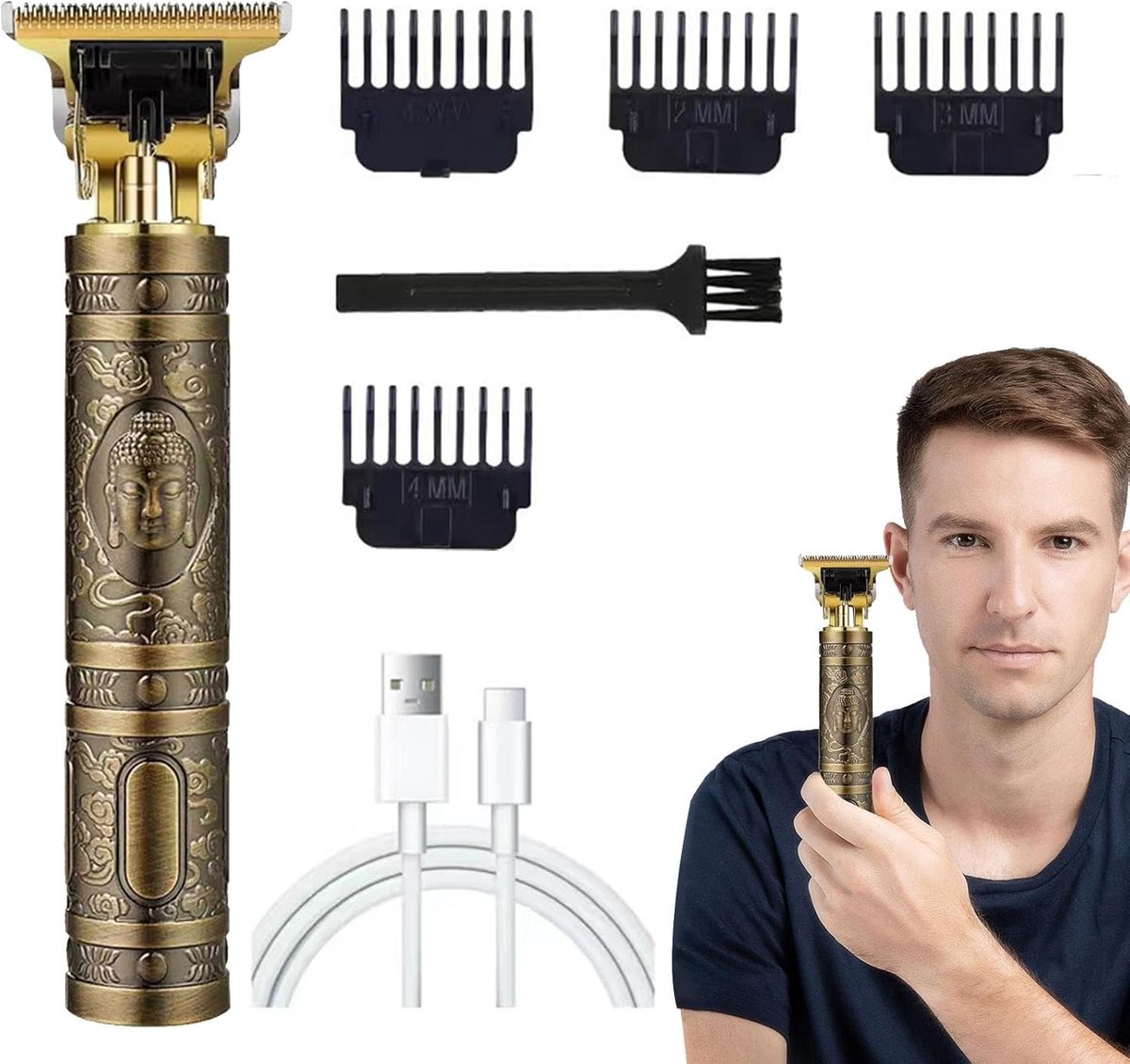Elektrische Tondeuse - Baardtrimmer Mannen - Haar Lichaam Trimmen - USB Oplaadbaar Krachtig - 19 x 6.5 x 4.5cm