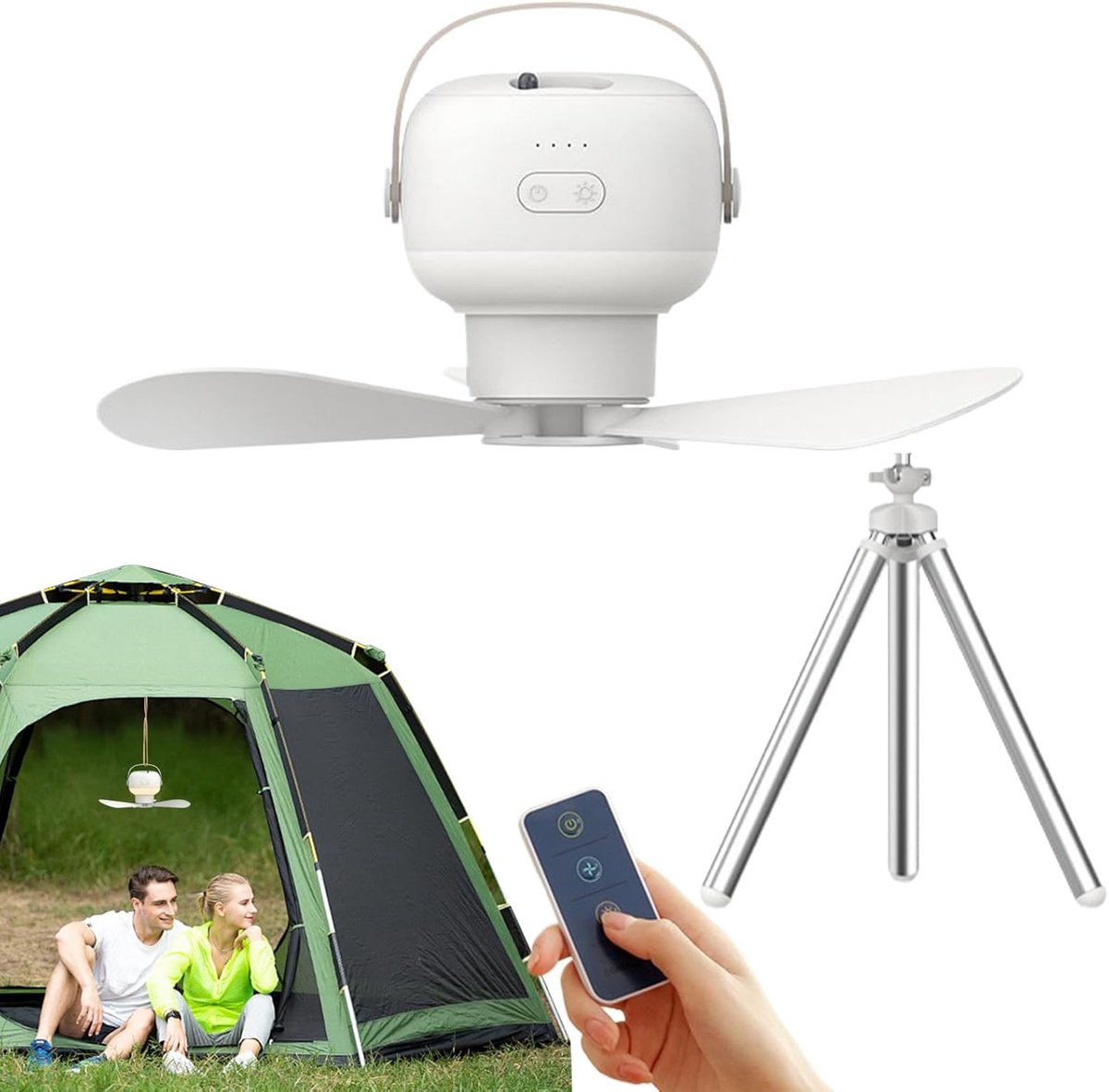 Ventilator Lamp - Draagbare Ventilator - Kamperen en Buiten - Oplaadbaar met 7200mAh - 26x9cm