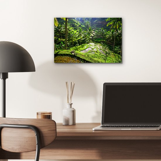 Aluminium schilderij 30x20 cm - Wanddecoratie metaal - Spectaculaire rijstvelden ten noorden van Ubud - Metalen muurdecoratie woonkamer - Decoratie industrieel - Foto op dibond - Industriële accessoires slaapkamer