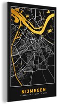 Décoration murale Métal - Peinture Aluminium - Carte - Nimègue - Or - Zwart - 80x120 cm - Dibond