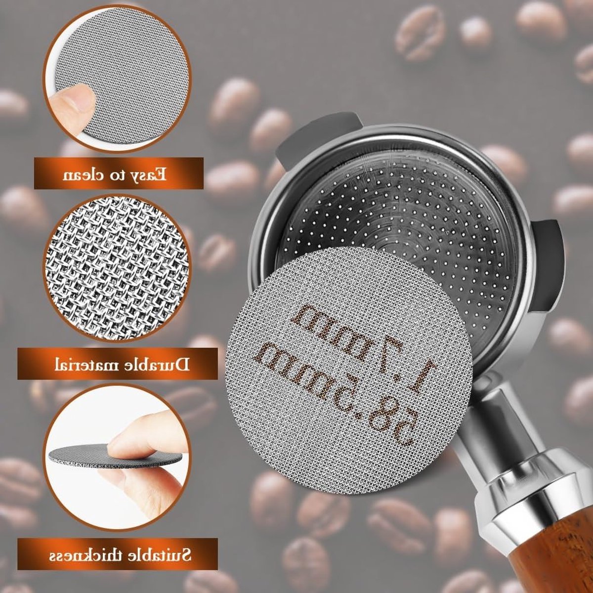 58.5mm Espresso Puck Screen van RVS, Herbruikbaar Filter met 150μm Filtermesh voor Portafilter en Barista Koffiezetten