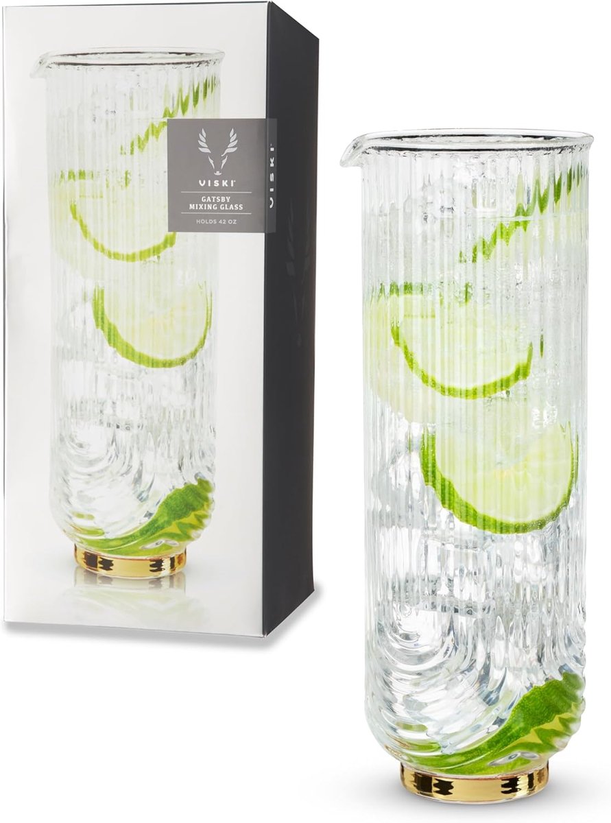 Glas karaf met gouden rand voor cocktails en dranken - 47 oz