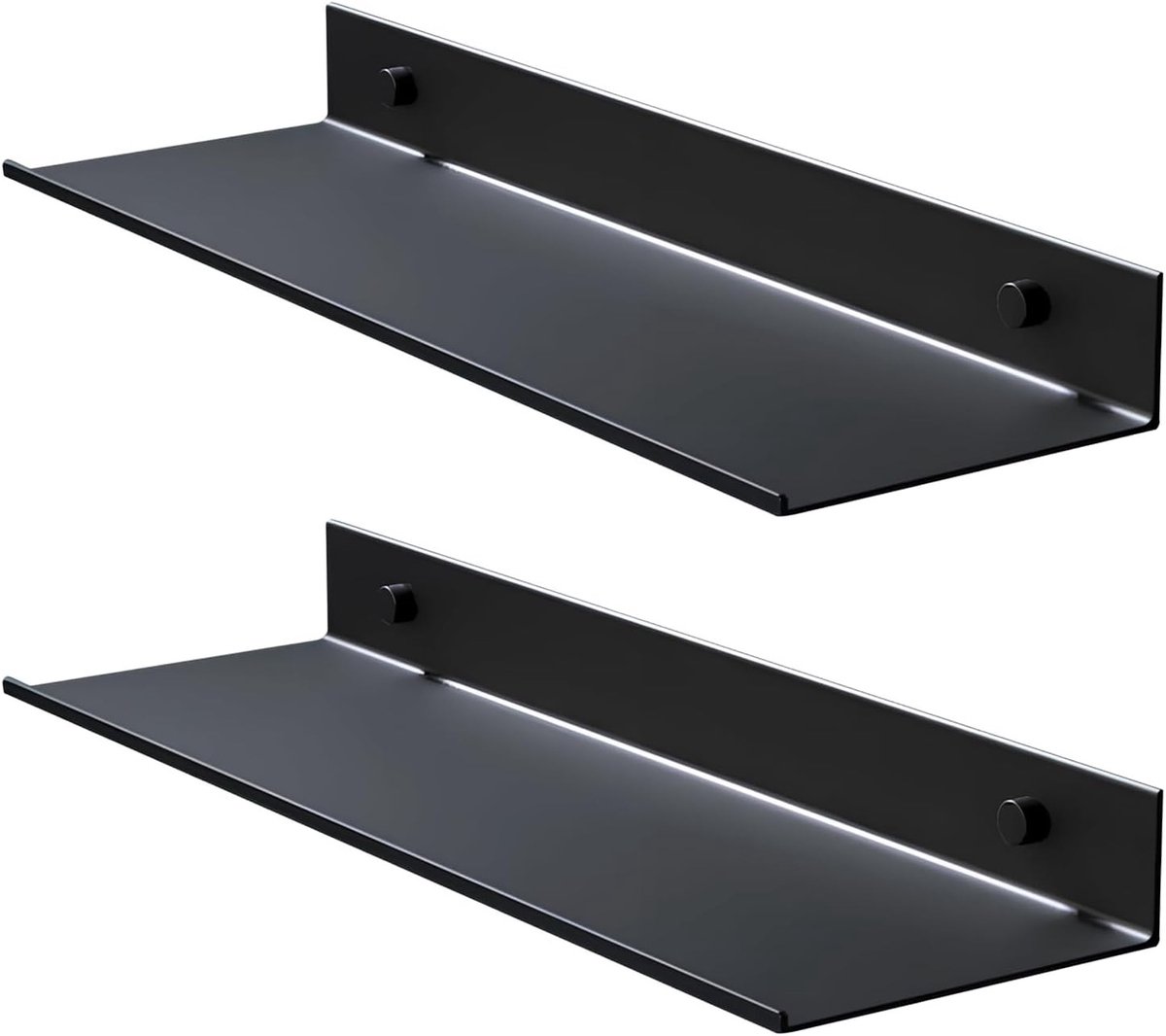 Wandplank van metaal zwart 40 cm - 2 stuks, hangende wandplank voor badkamer, slaapkamer en keuken zonder boren