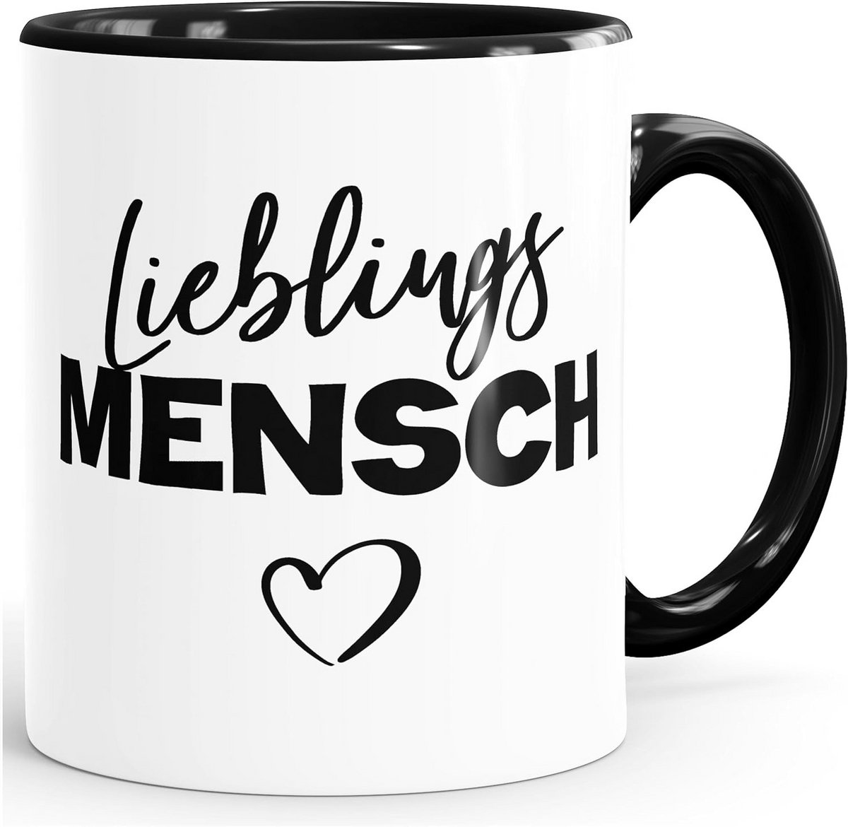 Grappige Koffiemok Lieblings-Mensch - Leuke Geschenkidee - Zwart - Unisex