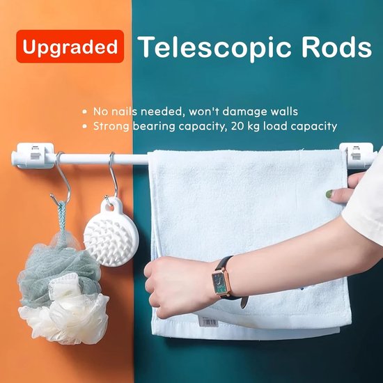 Set 4 Telescopische Spanstaven 30-50 cm - Zonder Boren - Anti-Roest - Voor Kast, Keuken, Badkamer, Garderobe — afbeelding 2