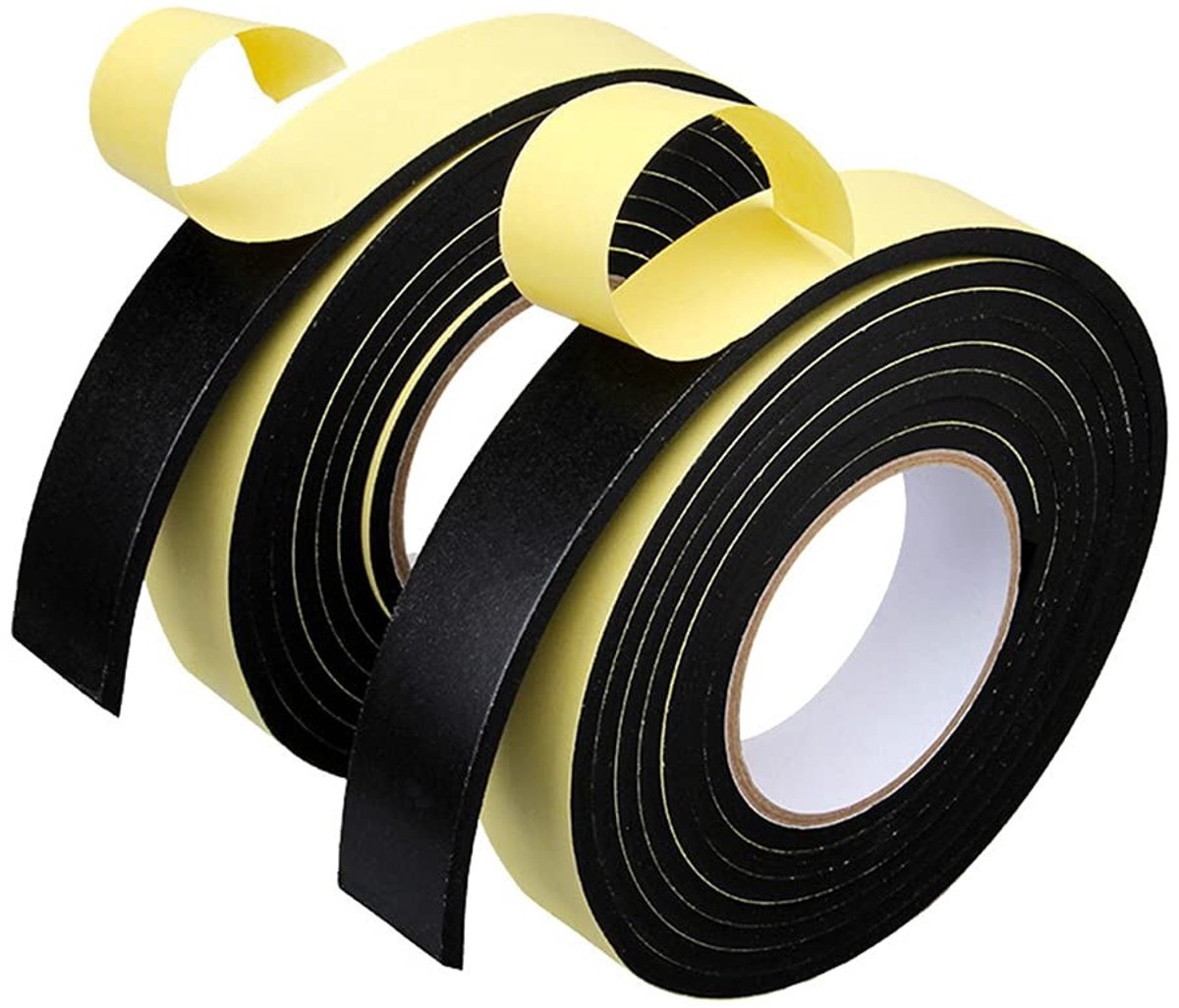Dailygoods- Afdichtband Zelfklevend - Tochtstrip - Isolatietape Zwart - Geluidsisolatie - Schuimrubber - 25 mm breed