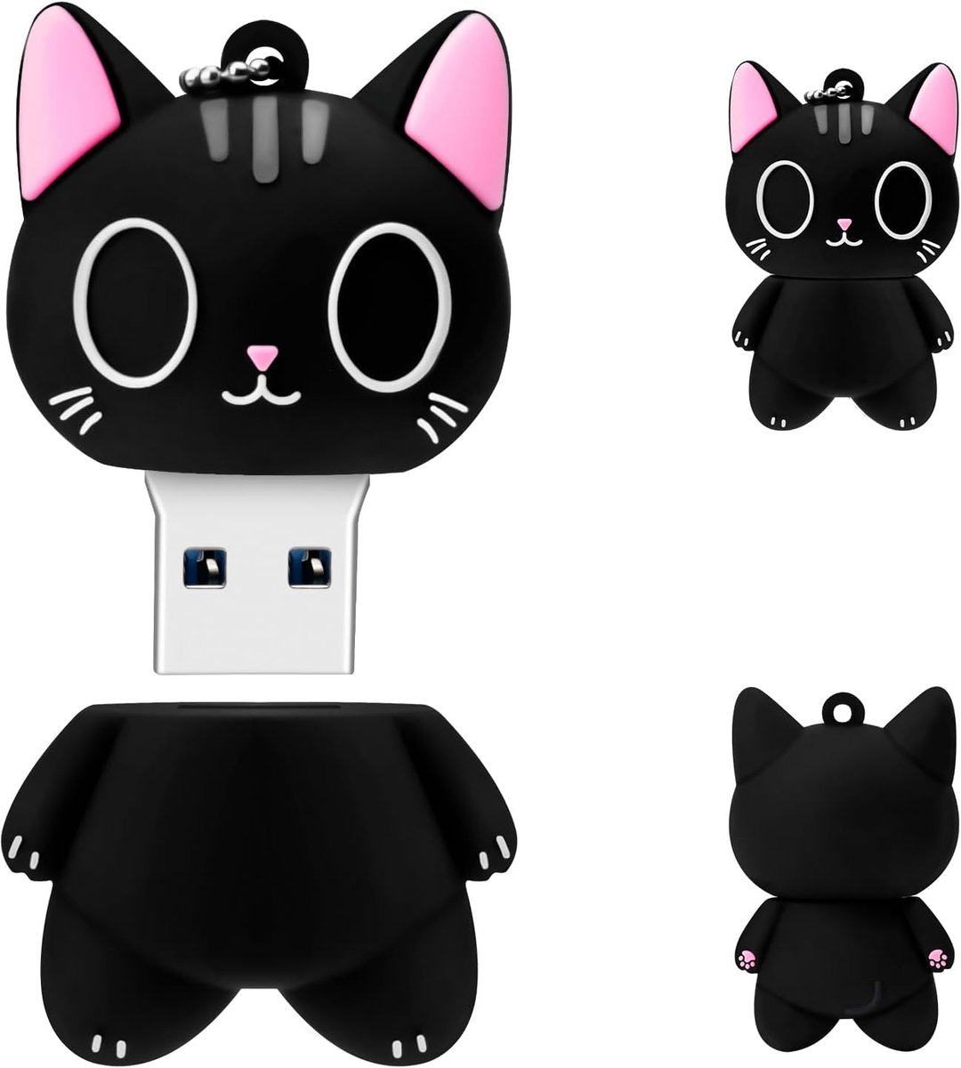 Schattige USB Stick Kat 32GB/64GB - Waterdichte Geheugenstick met Sleutelhanger
