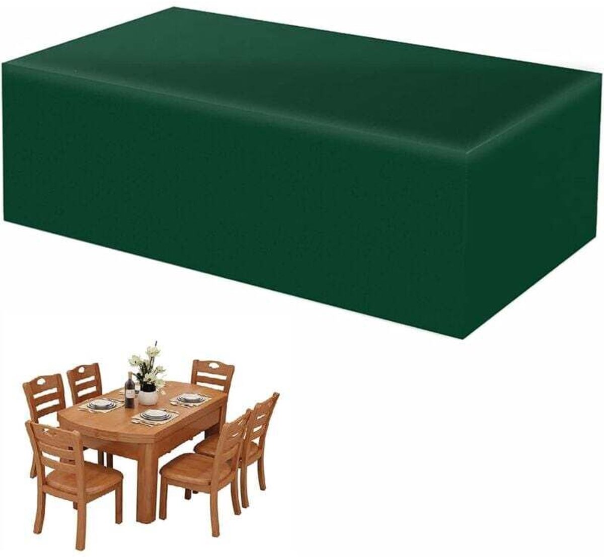 Tuinmeubelhoes, Oxford-stof, UV-bestendige tuintafelhoes, waterdicht, winddicht, regenbestendig, rechthoekig, geschikt voor tafels, meubels en banken - Groen (210x140x70cm)
