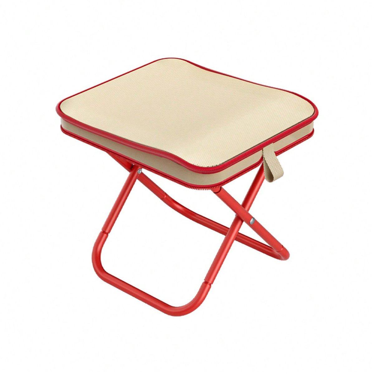 Opklapbare kruk- draagbare rode viskruk- lichtgewicht Oxford-stof en koolstofstaal- geschikt voor wandelen- kamperen- barbecueën- strand- muziekfestivals- 28 cm x 24 cm x 26 cm.