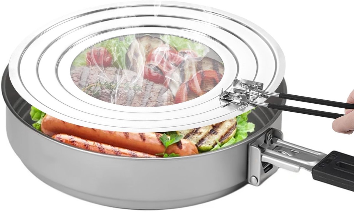 aladdien - Koekenpan spatbescherming - Vet-spatbescherming - Roestvrij staal - Universeel formaat - Hittebestendig - Ideaal voor koken - Geschikt vo...